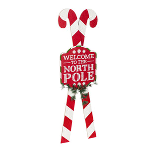 Welcome Candy Canes Porch Sign, 42in