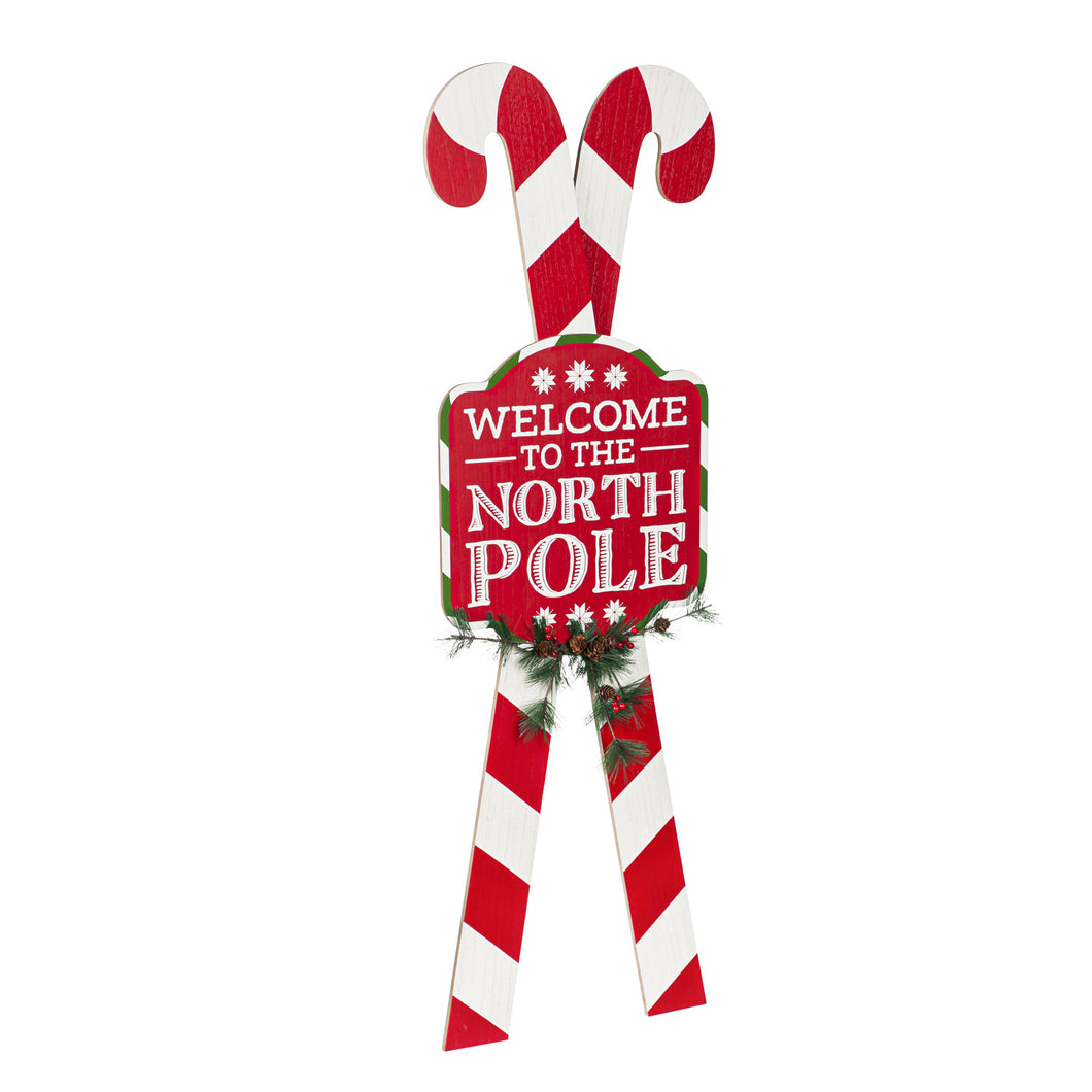 Welcome Candy Canes Porch Sign, 42in