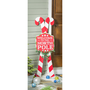 Welcome Candy Canes Porch Sign, 42in