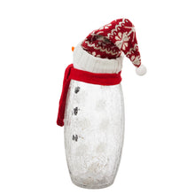Load image into Gallery viewer, LED Glass Snowman with Knit Hat, Red, 16.5in
