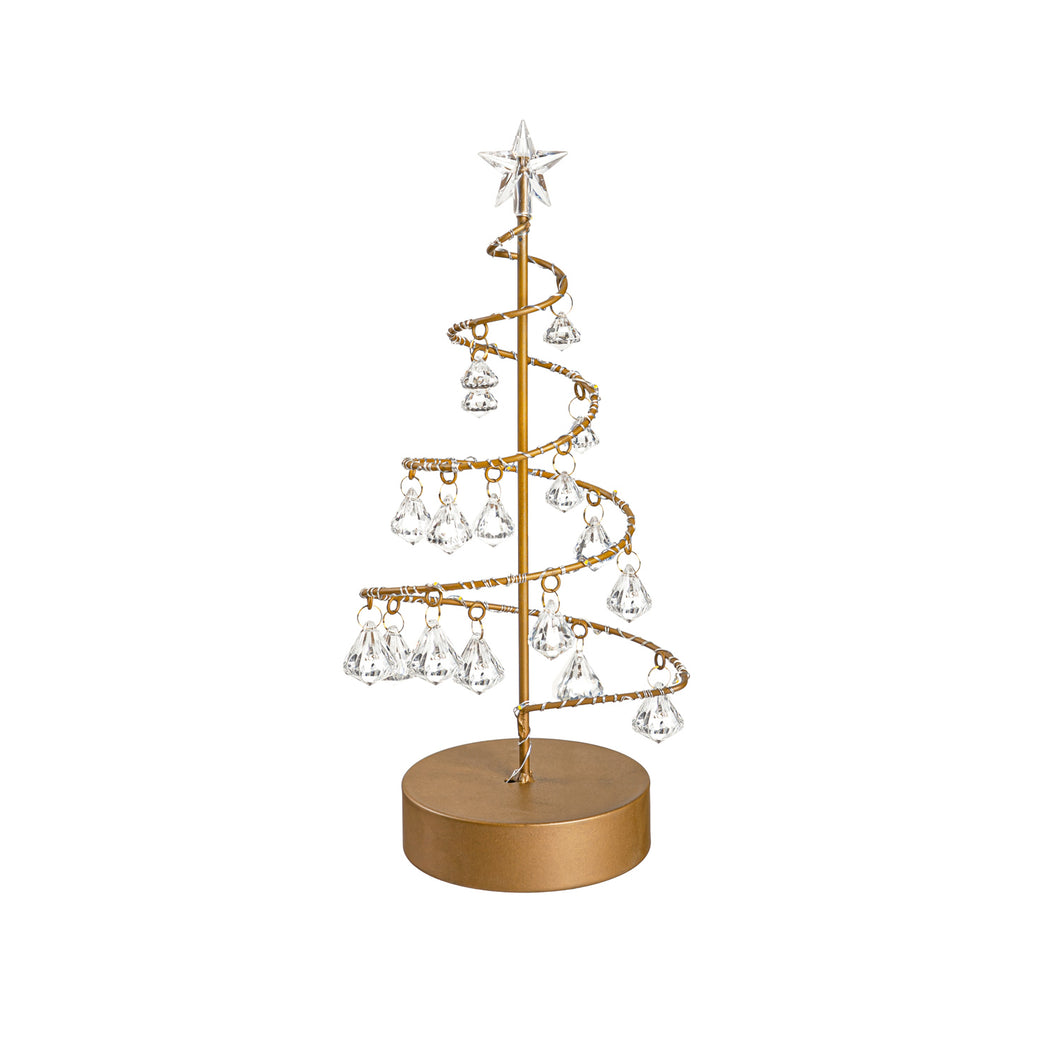 LED Christmas Tree with Crystal Ornaments, 12in