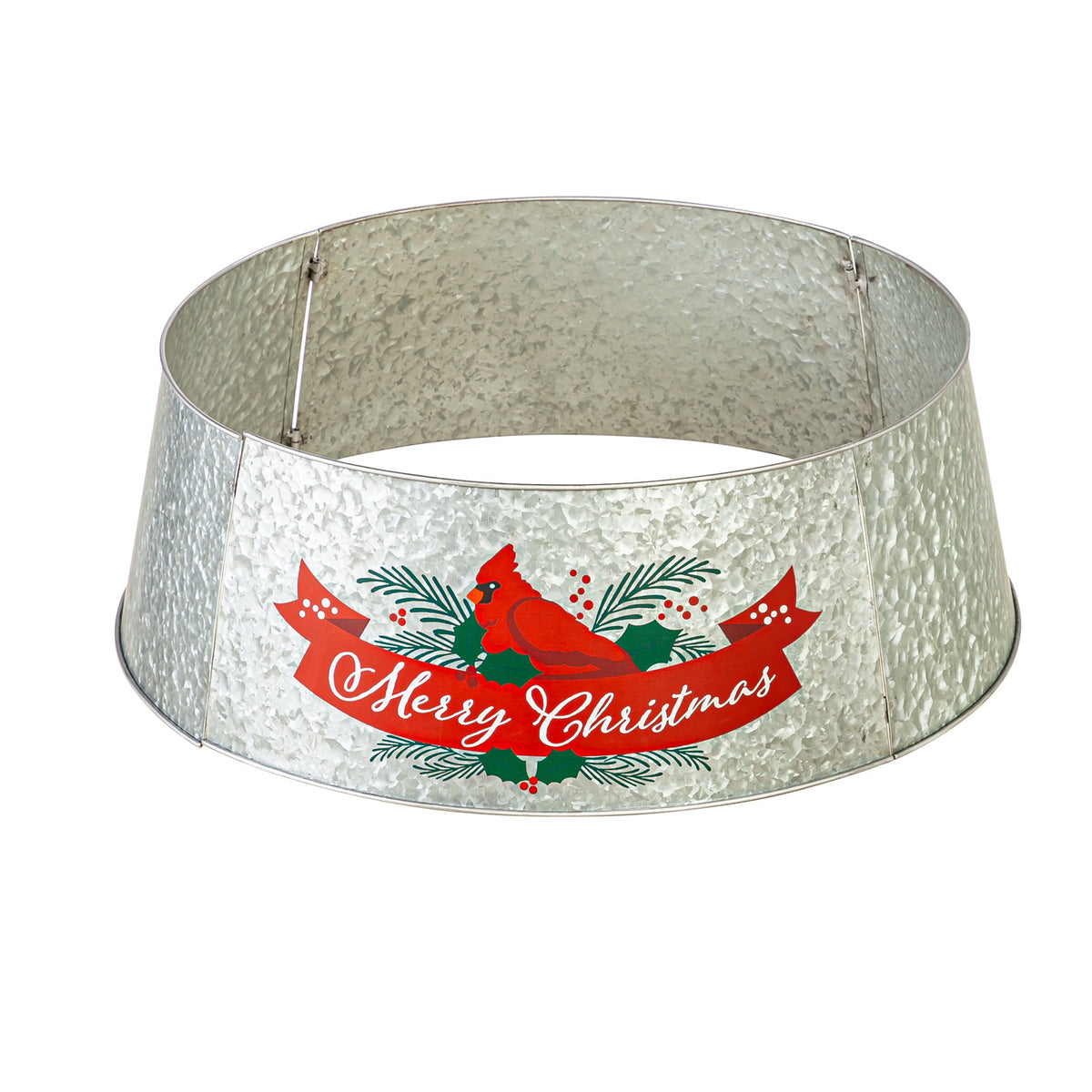 Merry Christmas Cardinal Metal Tree Collar, 30in