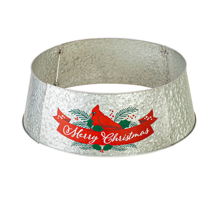 Merry Christmas Cardinal Metal Tree Collar, 30in