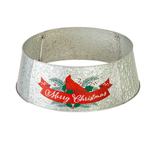 Merry Christmas Cardinal Metal Tree Collar, 30in