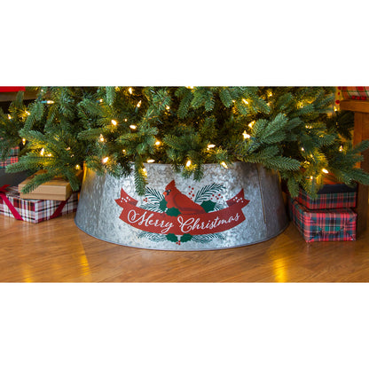 Merry Christmas Cardinal Metal Tree Collar, 30in