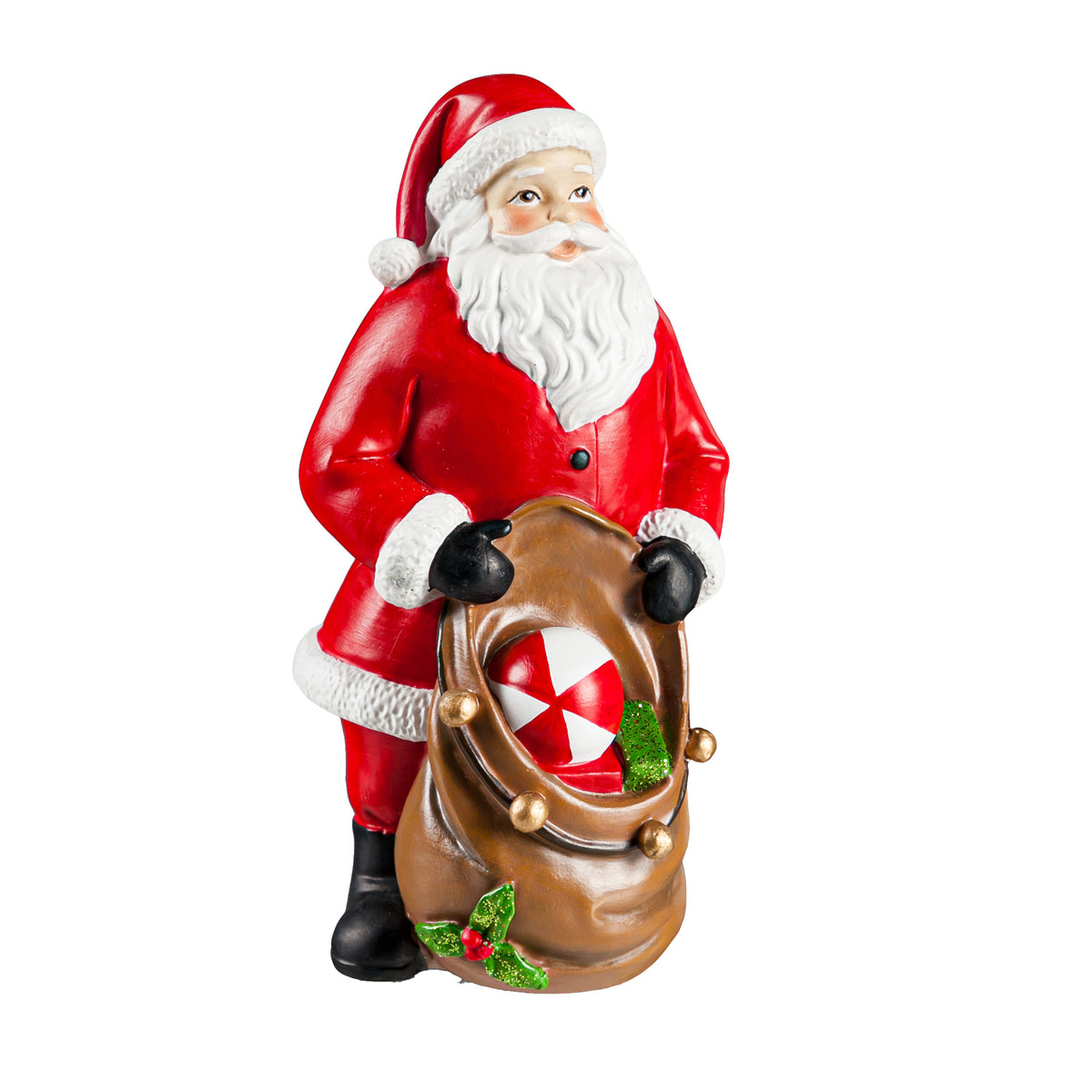 Polyresin Santa with Figurine, 5.75in