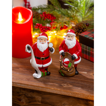 Polyresin Santa with Figurine, 5.75in