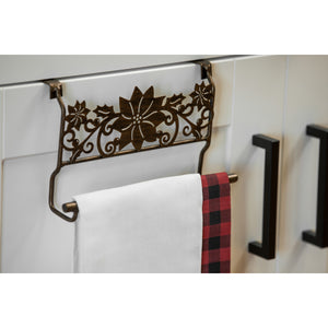 Metal Poinsettia Over the Cabinet Towel Holder