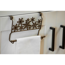 Load image into Gallery viewer, Metal Snowflakes Over the Cabinet Towel Holder
