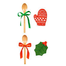 Load image into Gallery viewer, Christmas Ceramic Spoon Rest &amp; Wooden Spoon Set
