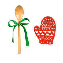 Load image into Gallery viewer, Christmas Ceramic Spoon Rest &amp; Wooden Spoon Set
