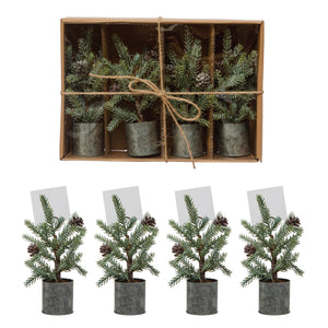 Faux Pine Tree Place Card/Photo Holder, Set of 4