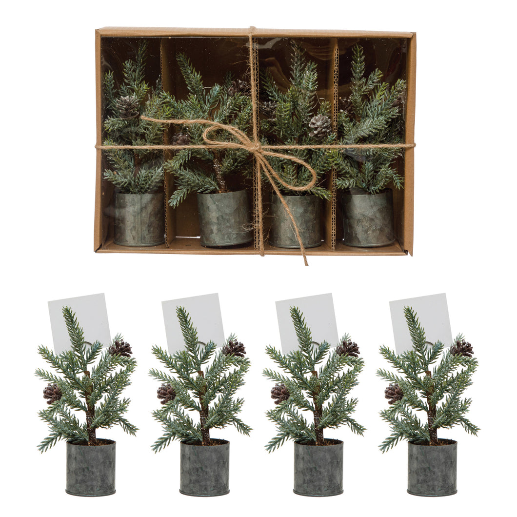 Faux Pine Tree Place Card/Photo Holder, Set of 4