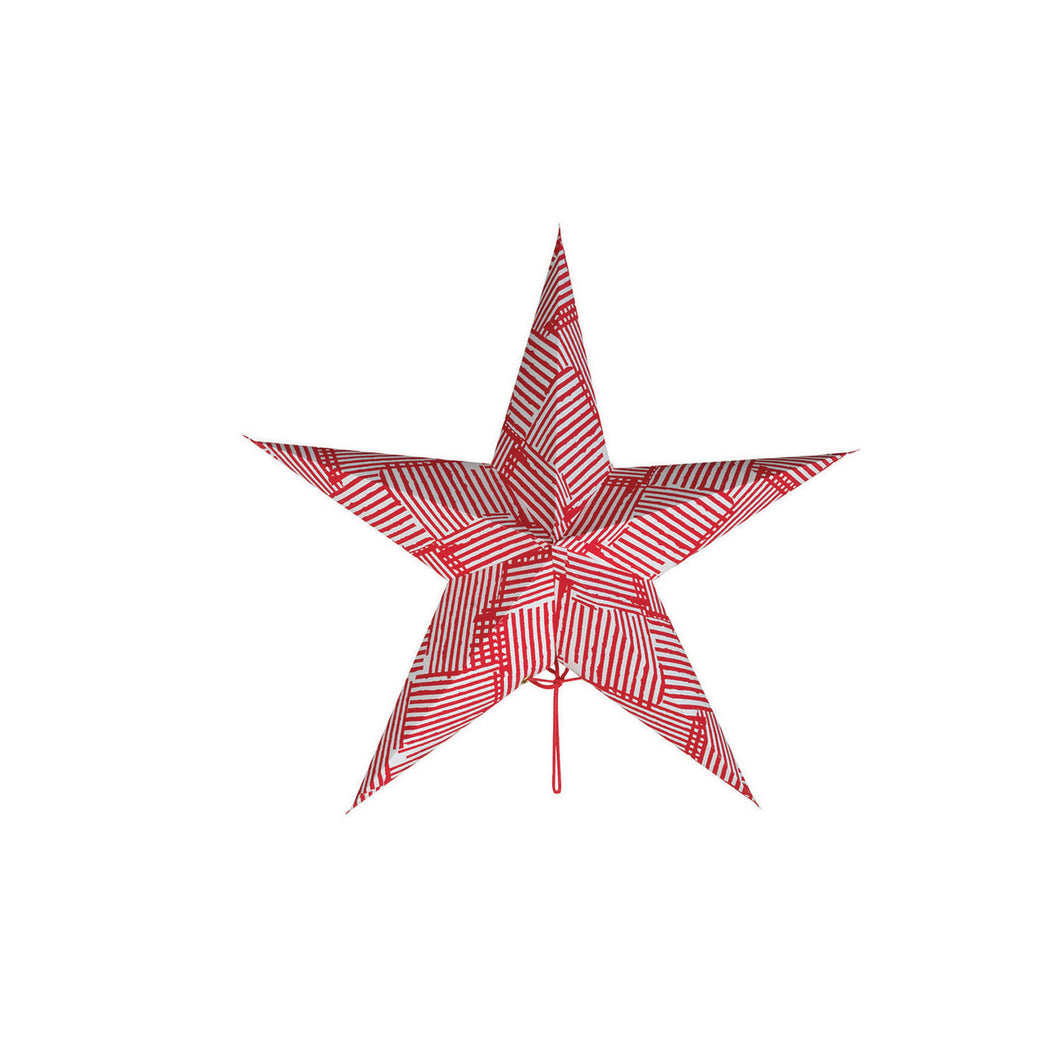 LED 5-Point Printed Paper Star Ornament, 18in