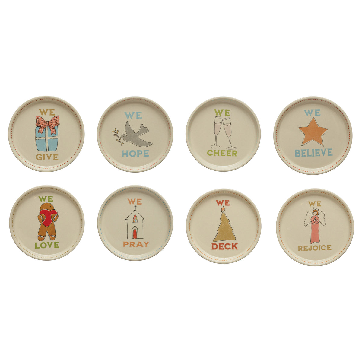 Hand-Painted Stoneware Plate w/ Holiday Icon, 5in