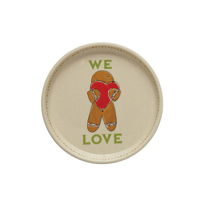Hand-Painted Stoneware Plate w/ Holiday Icon, 5in
