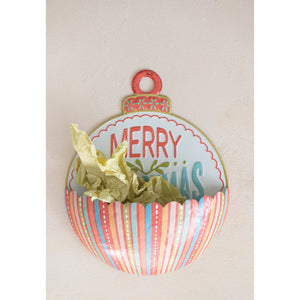 Metal Ornament Merry Christmas Wall Pocket, 26in