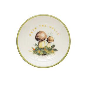 Stoneware Plate with Mushroom & Greeting, 3in