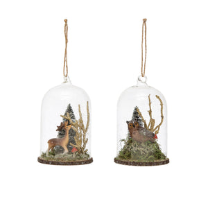 Glass Cloche with Resin Animal Ornament, 5.25in