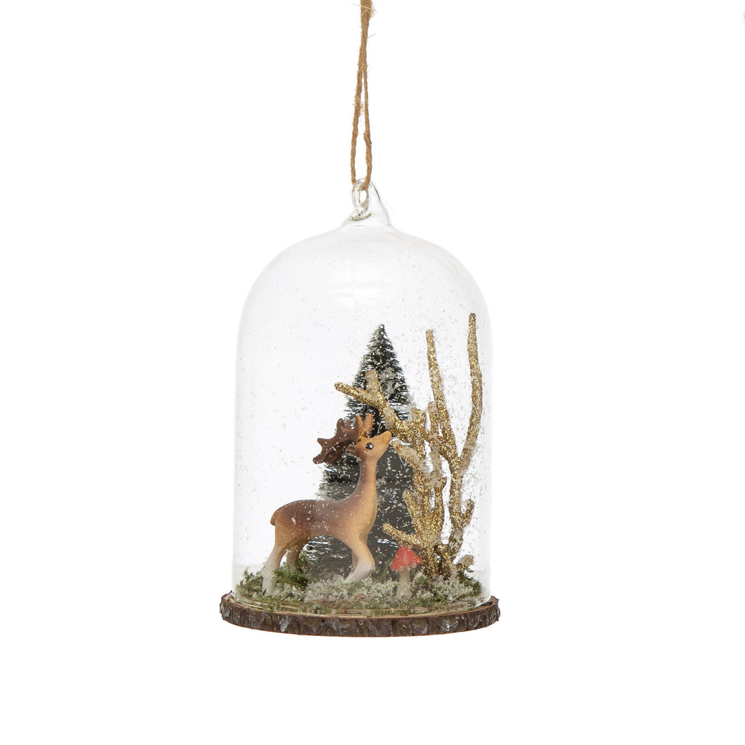 Glass Cloche with Resin Animal Ornament, 5.25in
