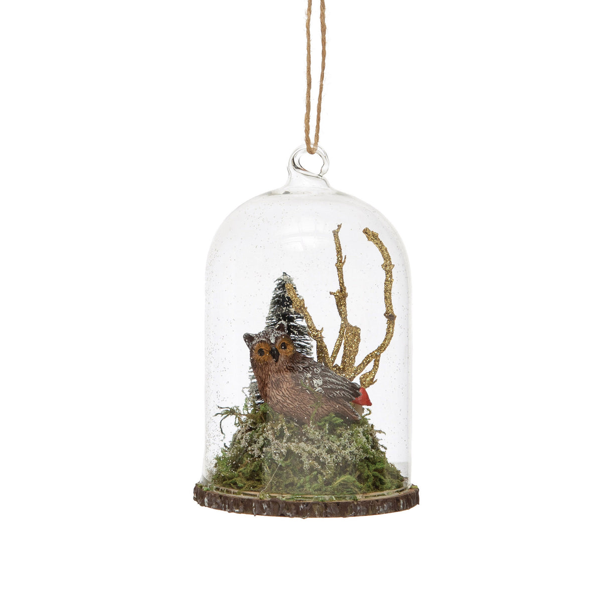 Glass Cloche with Resin Animal Ornament, 5.25in