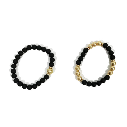 Gina Coated Double Strand Bracelet, Black