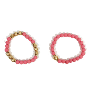 Gina Coated Double Strand Bracelet, Pink