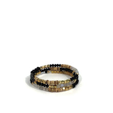 Load image into Gallery viewer, Gina Three Strand Memory Wire Bracelet, Black
