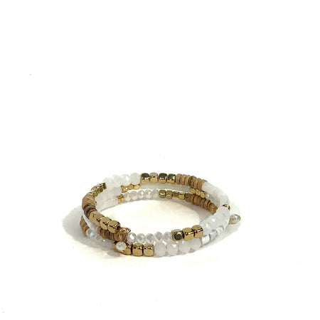 Gina Three Strand Memory Wire Bracelet, White