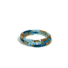 Load image into Gallery viewer, Gina Three Strand Memory Wire Bracelet, Turquoise
