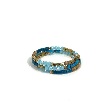 Gina Three Strand Memory Wire Bracelet, Turquoise