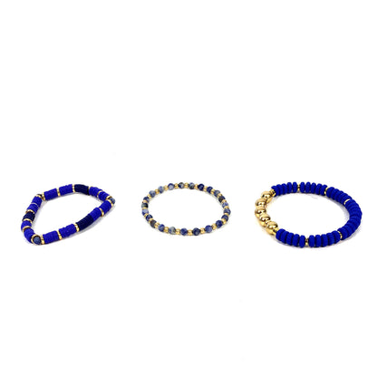 Gina Heishi Bead Stretch Bracelet, Royal Blue