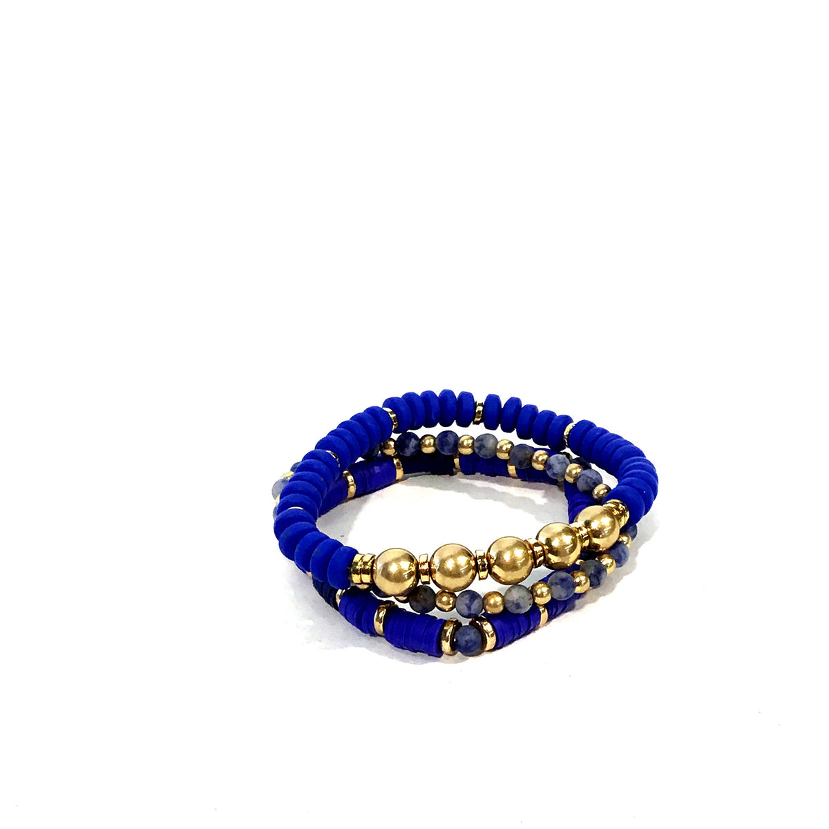 Gina Heishi Bead Stretch Bracelet, Royal Blue