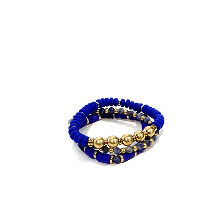 Gina Heishi Bead Stretch Bracelet, Royal Blue