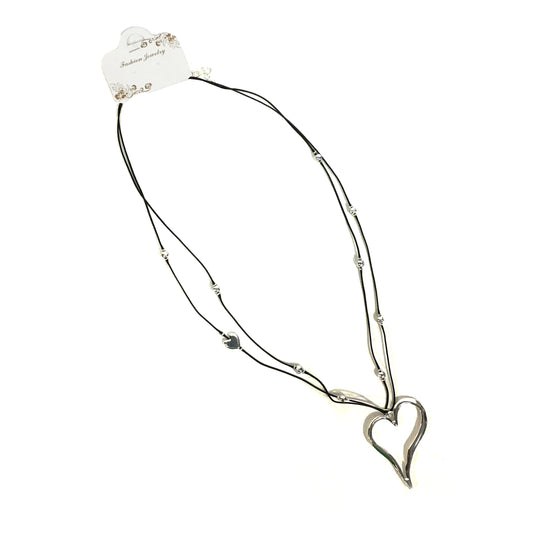 Sophia Heart on Double Cord Necklace, Black, 32in