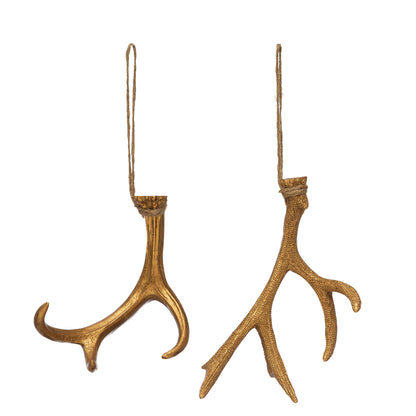 Resin Antler Ornament with Gold Finish, 5.25in