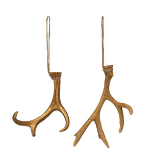 Resin Antler Ornament with Gold Finish, 5.25in