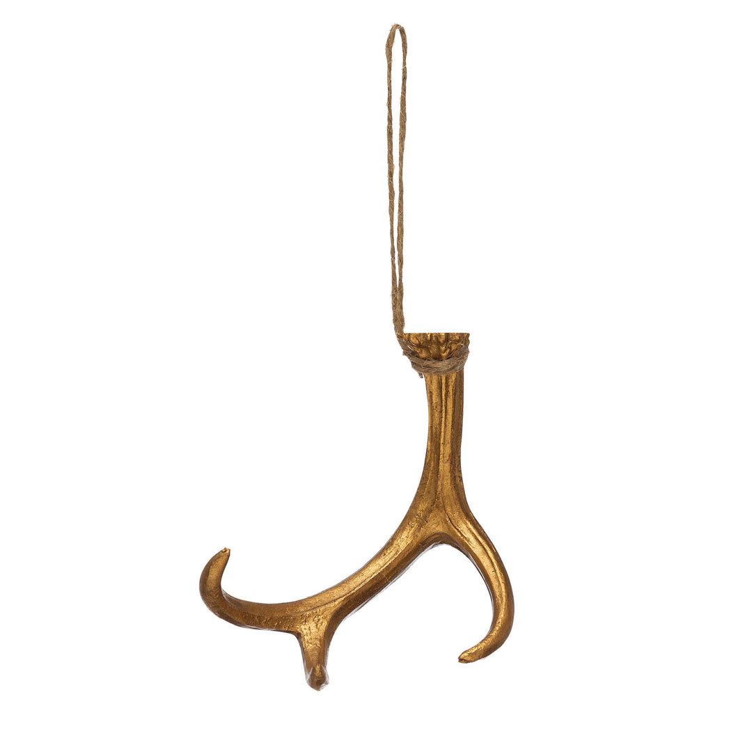 Resin Antler Ornament with Gold Finish, 5.25in
