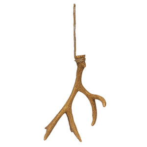 Resin Antler Ornament with Gold Finish, 5.25in