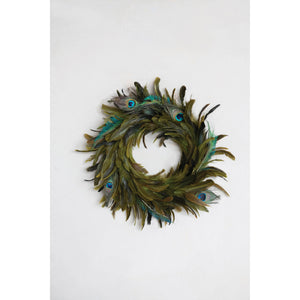 Peacock Feather Wreath, 15in