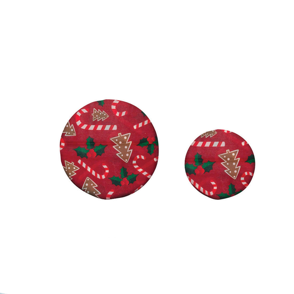 Christmas Print Round Beeswax Food Wraps, Set of 2
