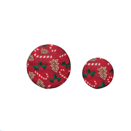 Christmas Print Round Beeswax Food Wraps, Set of 2