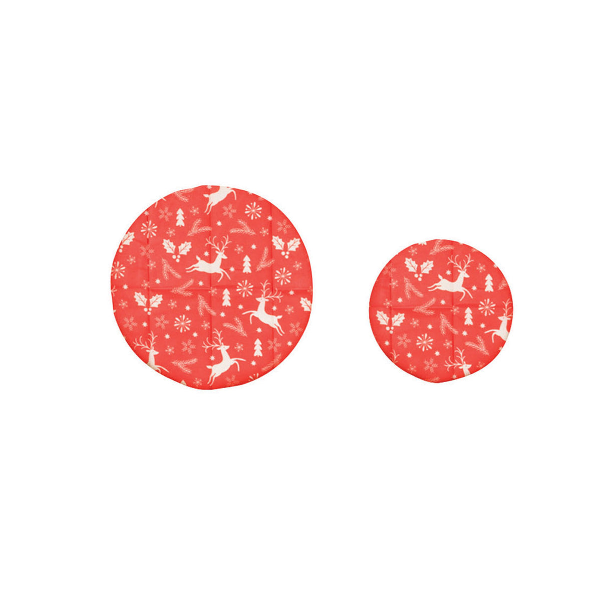 Christmas Print Round Beeswax Food Wraps, Set of 2