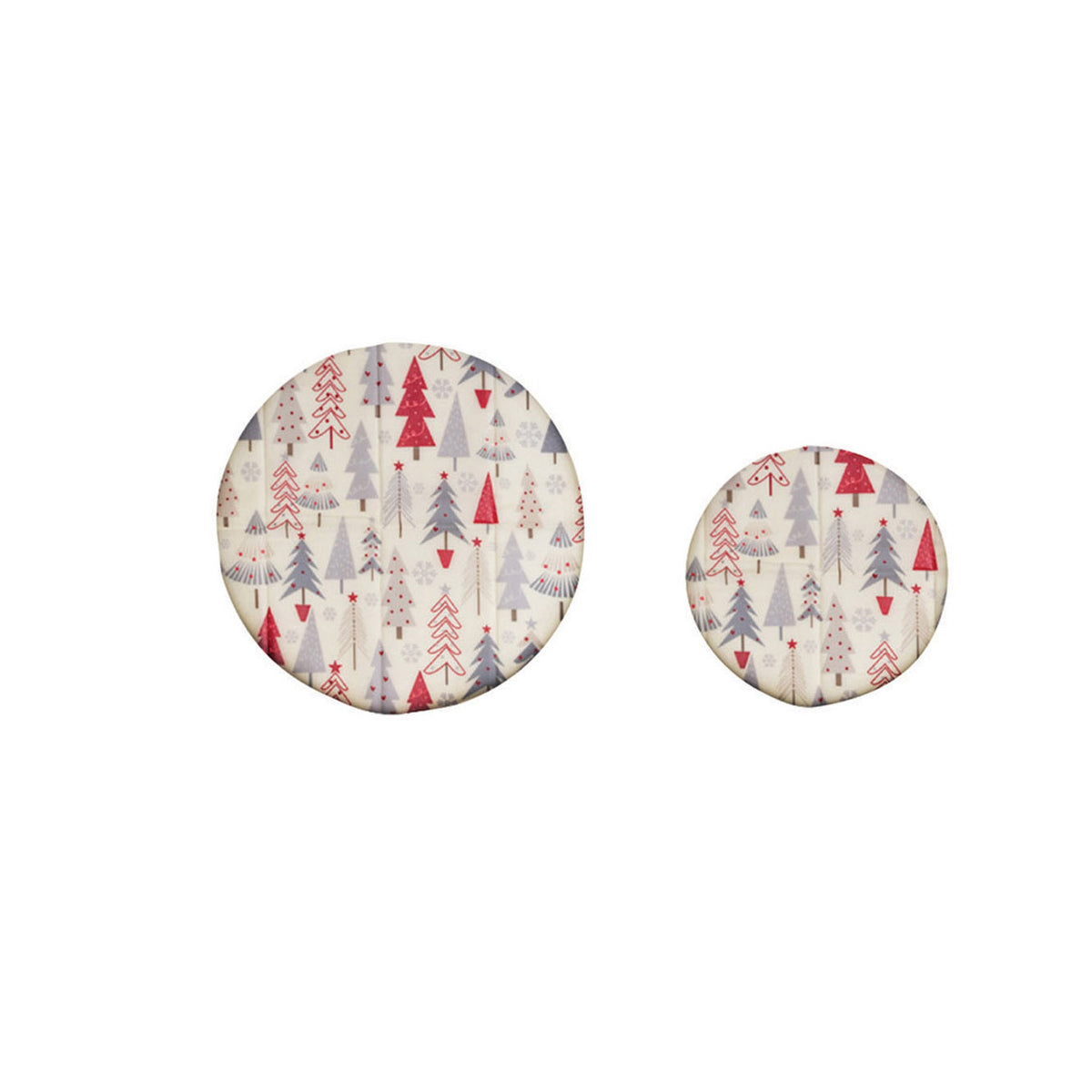 Christmas Print Round Beeswax Food Wraps, Set of 2
