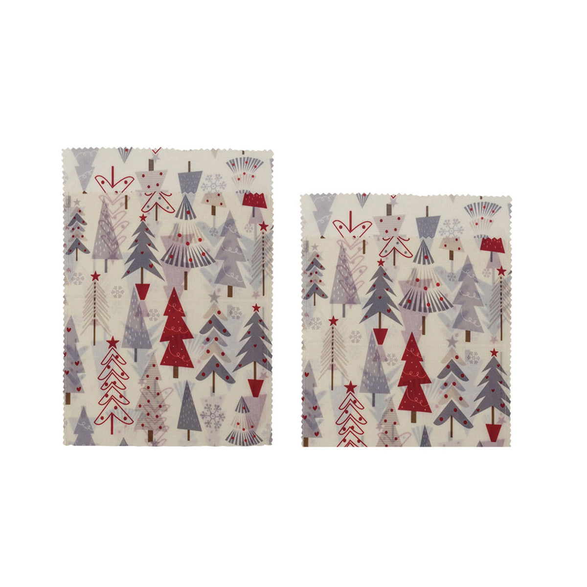 Christmas Print Beeswax Food Bags, Set of 2