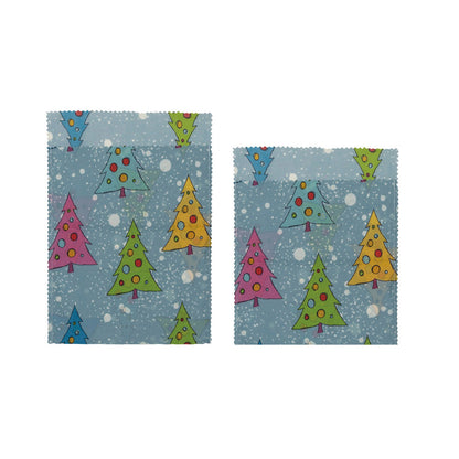 Christmas Print Beeswax Food Bags, Set of 2