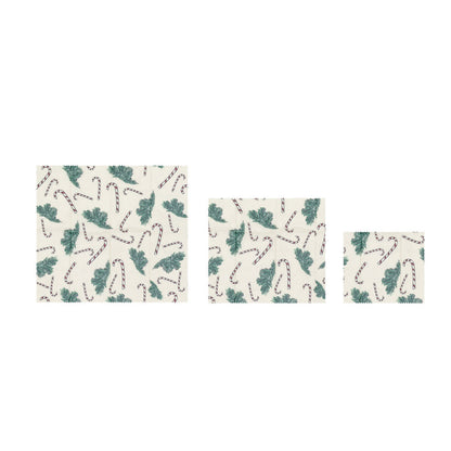 Christmas Print Beeswax Food Wraps, Set of 3