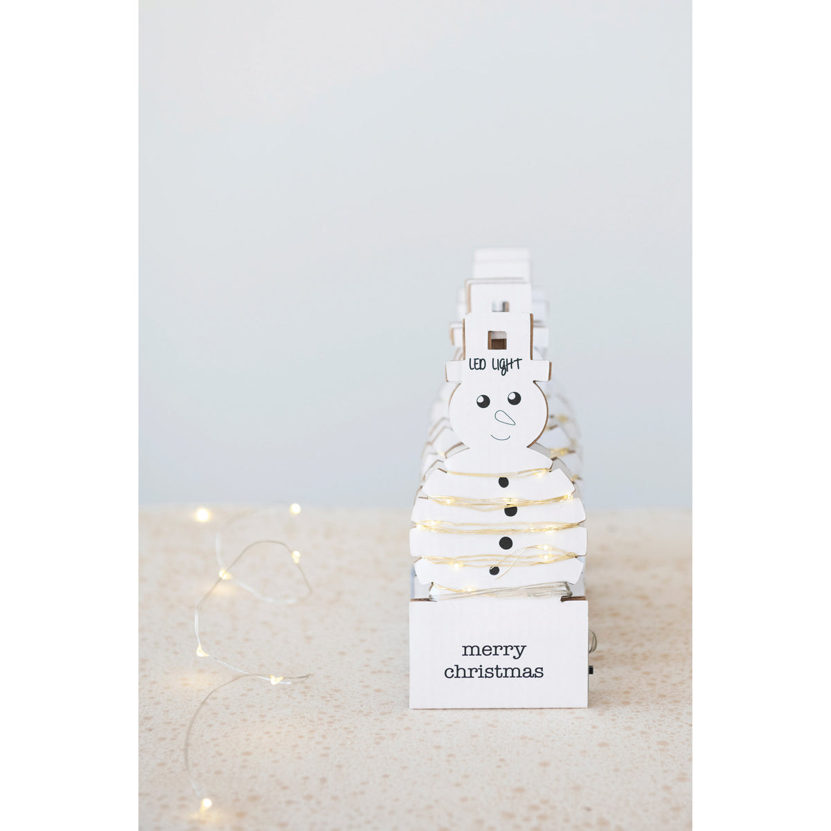 LED String Lights on Paper Snowman Card, 82in