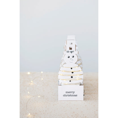 LED String Lights on Paper Snowman Card, 82in