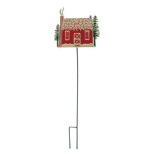 Load image into Gallery viewer, Metal Plant Pick with Christmas Cabin &amp; Trees, 8in
